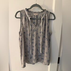 LOFT Women's Floral Sleeveless Blouse - Gray and Blue